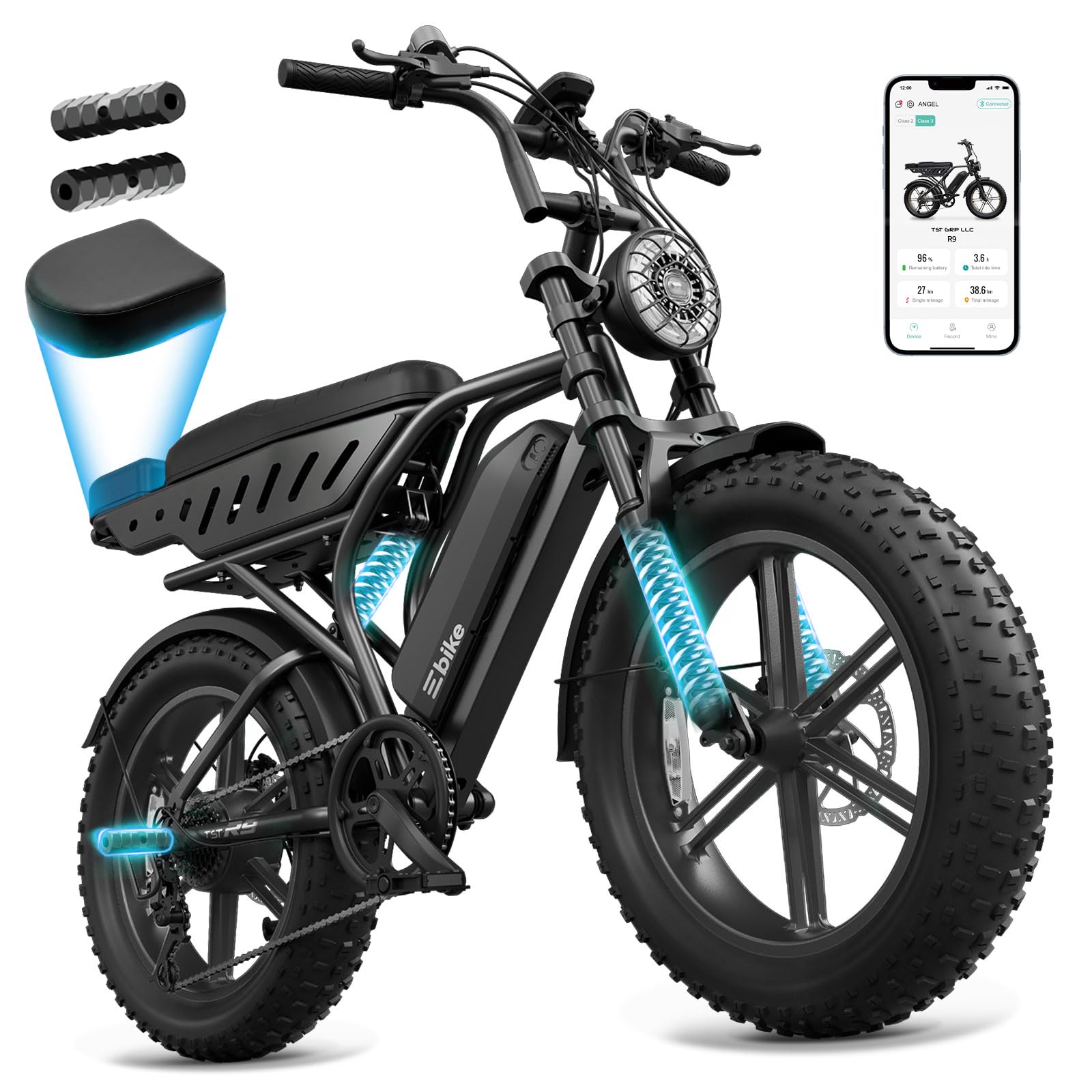TST Electric Bike for Adults, 48V 15/30 Ah Battery, 65/100 Miles Range | 2000W Peak Motor…