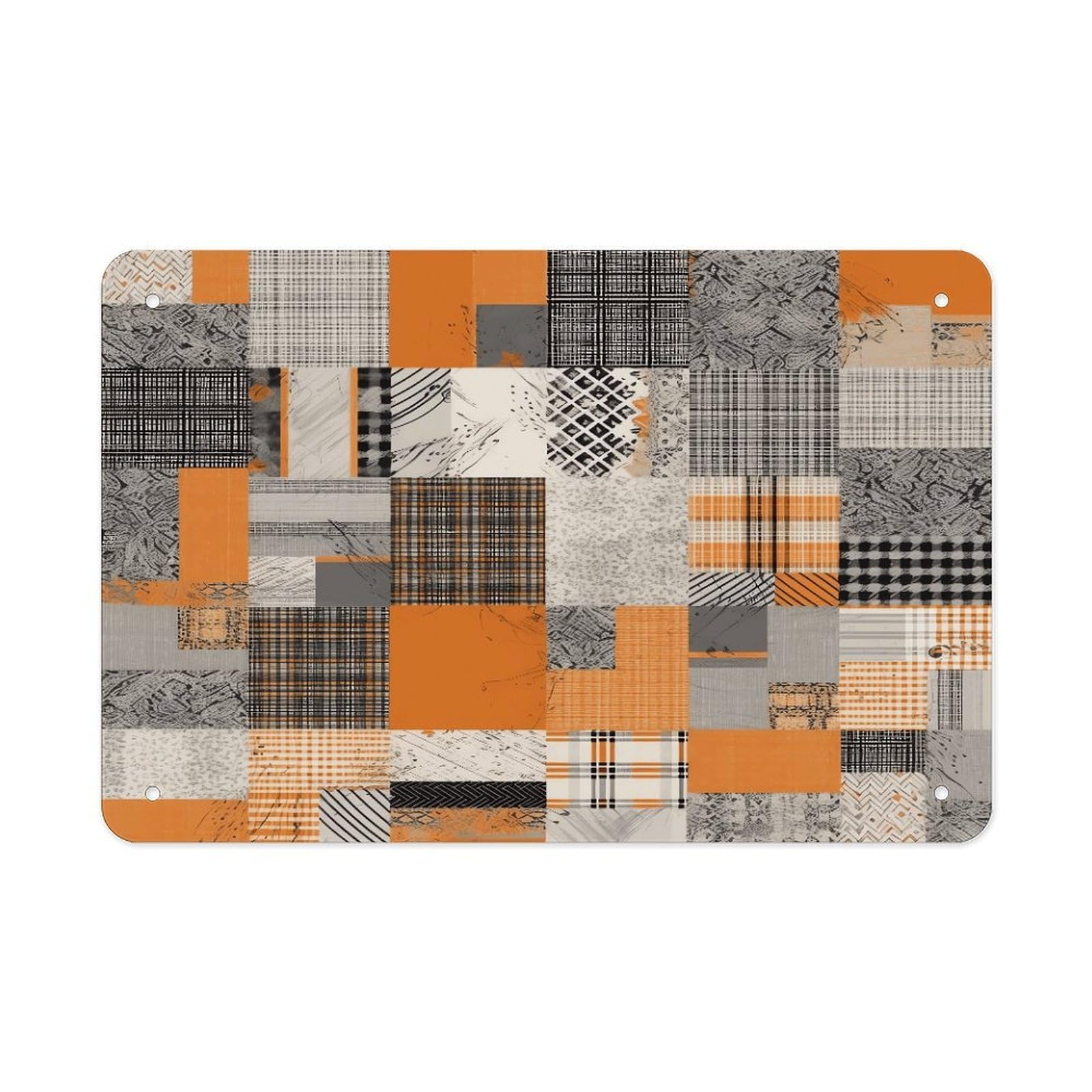 Fekiloot Style Patchwork Pattern Metal Signs Wall Art Tin Sign