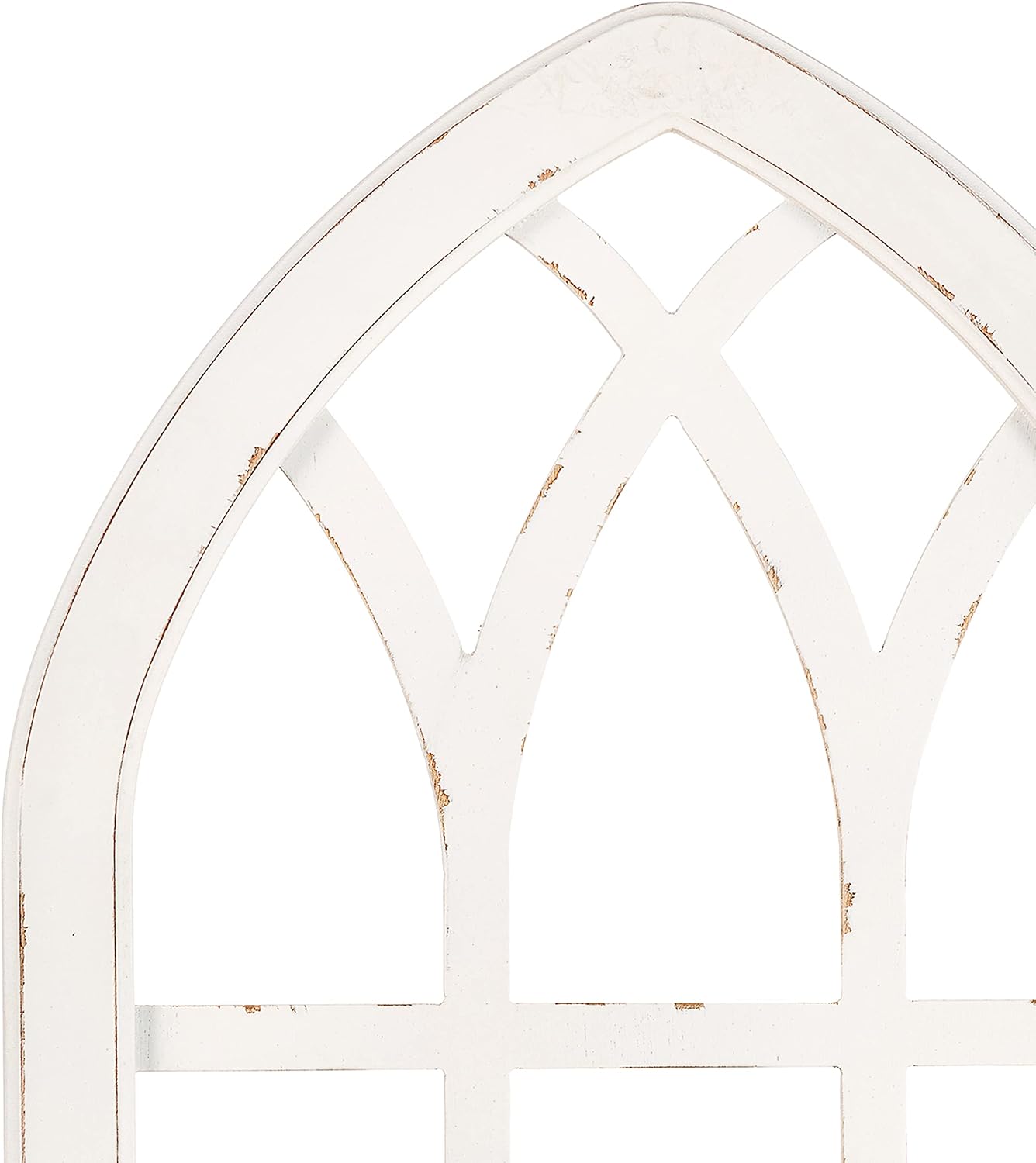 Ka Home Cathedral Arch Wall Decor Window - Rustic Window Frame for Farmhouse, Vintage or Salvage Style - White Wood Window Frame with Arched Top - 16.25 inches wide, 27.75 inches tall