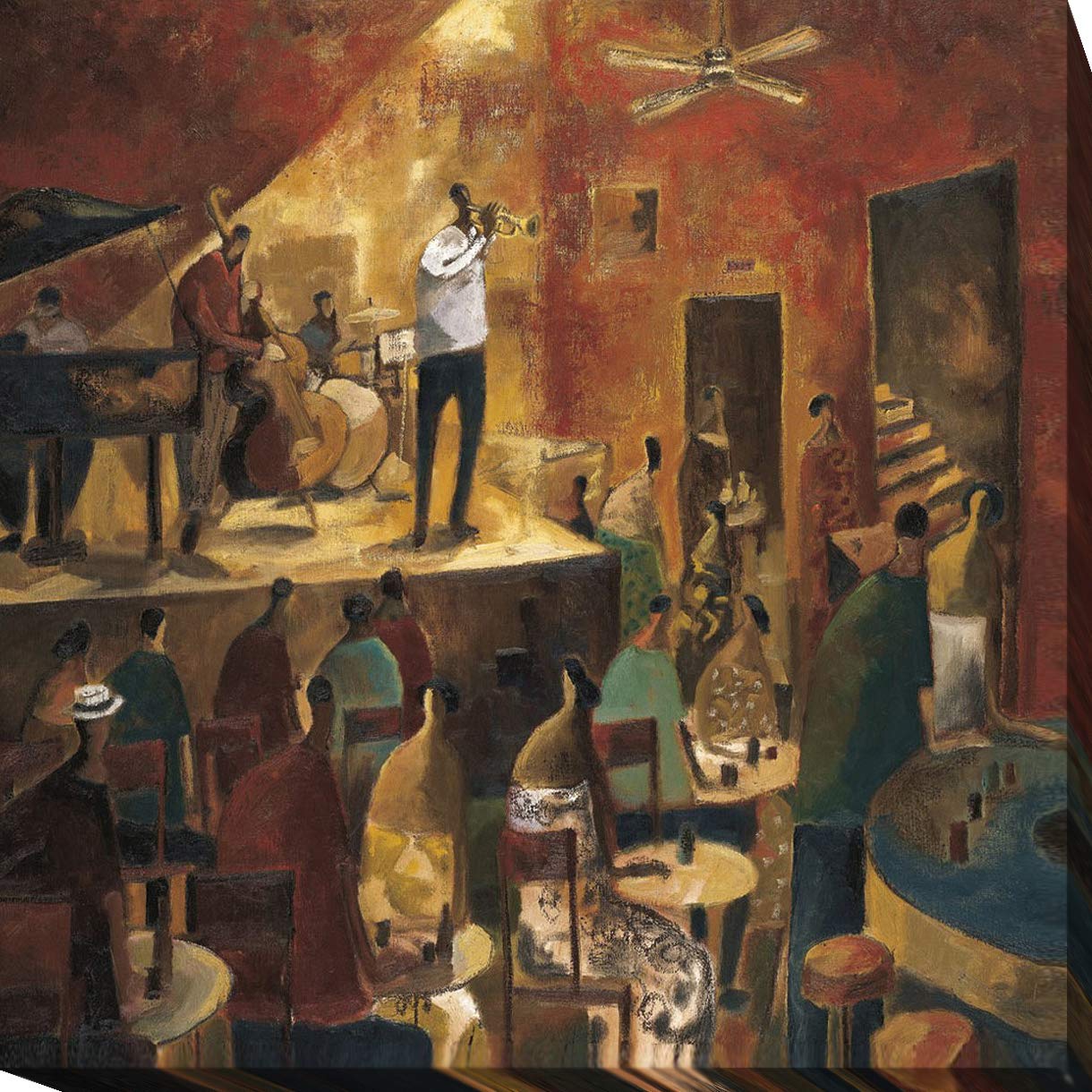 Red Jazz by Didier Lourenco Premium Gallery-Wrapped Canvas Giclee Art (18 in x 18 in, Ready-to-Hang)