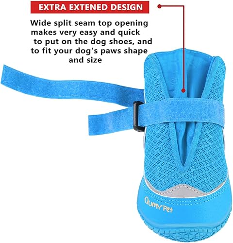 Miniatura 4 de QUMY 4 zapatos de perro para pavimento caliente, botas de perro medianas y grandes y protectores de patas para protección contra el calor en verano,