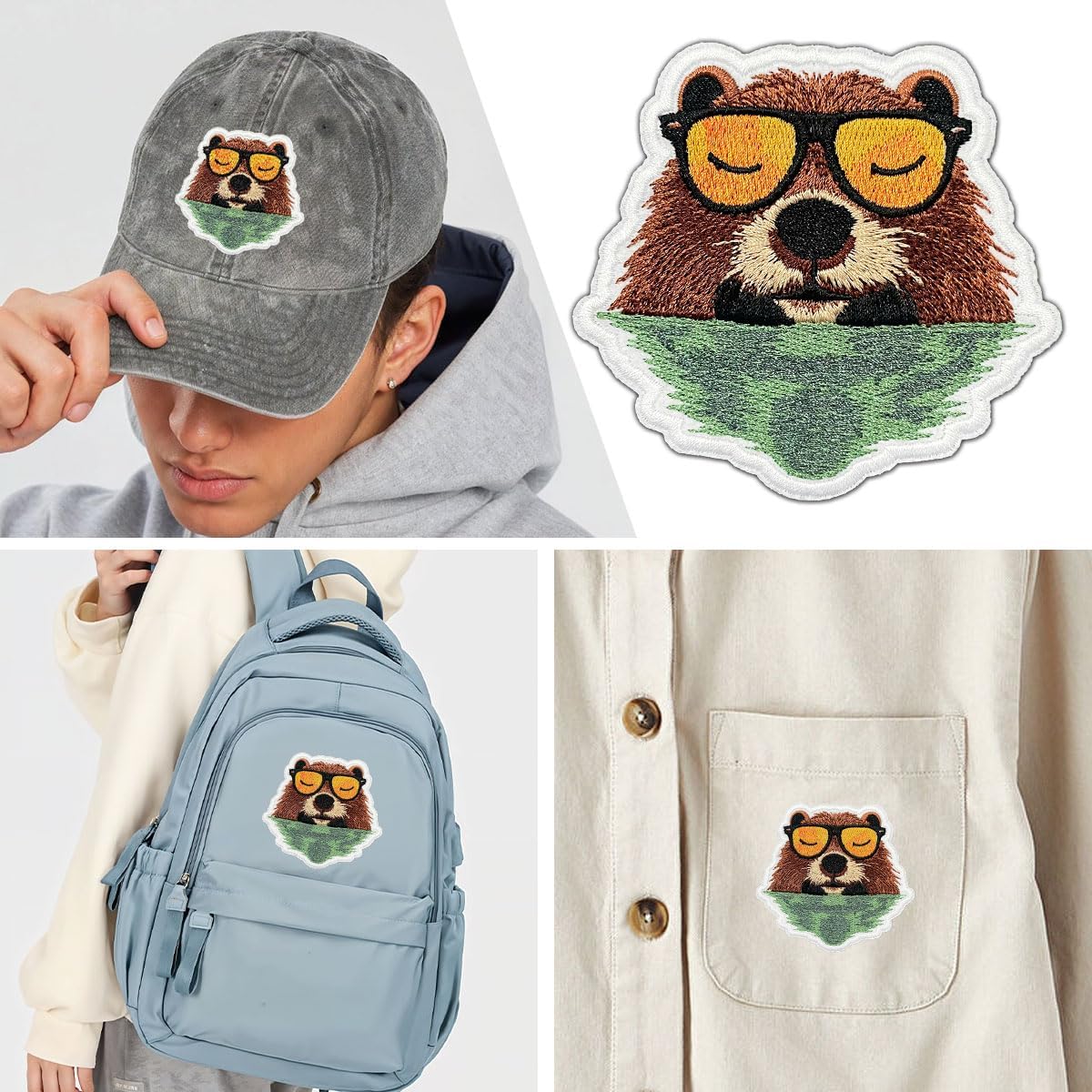 Cool Beaver Patch Funny Cute Beaver Embroidered Cool Beaver Stickers Funny Cool Beaver Water Gift for Boys Girls Friends Beaver Sarcastic Embroidery Patches for Clothes Backpacks Iron On Embroider 3"