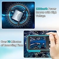 Vista 5 de Acuvar Cámara digital impermeable, cámara subacuática de 48 MP con doble pantalla, enfoque automático, profundidad de 11 pies, cámara flotante