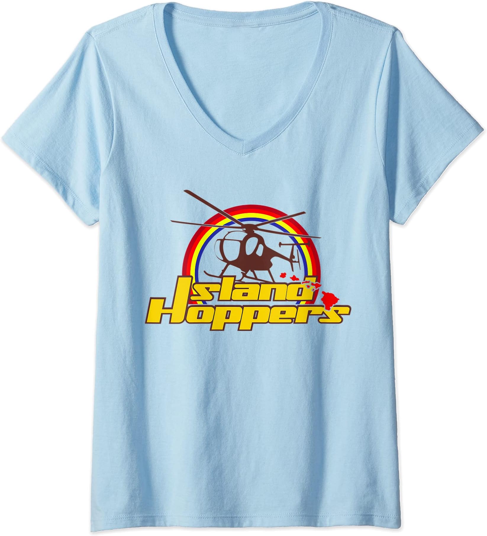 Womens Island Hoppers Classic 80's TV V-Neck T-Shirt