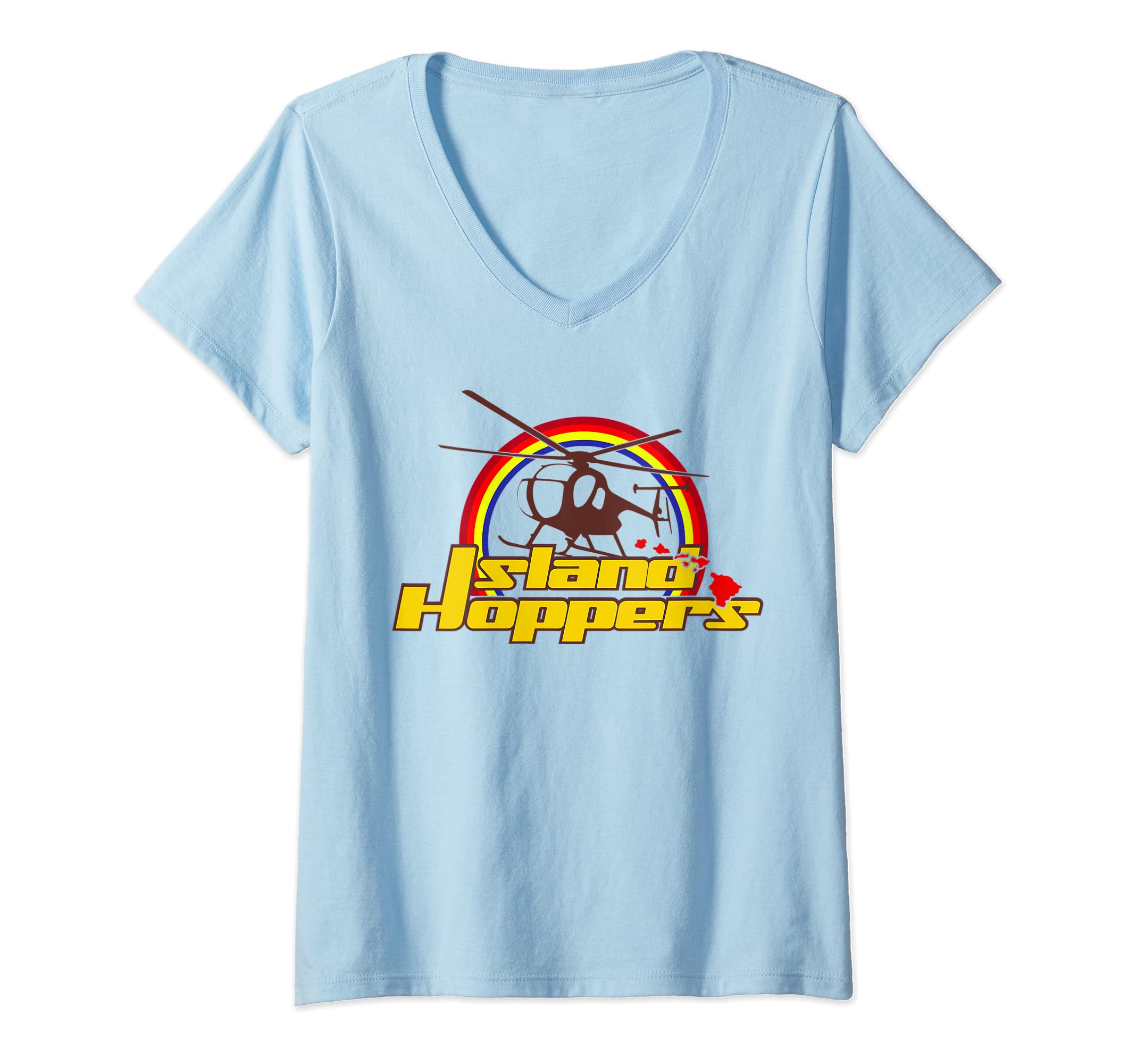 Womens Island Hoppers Classic 80's TV V-Neck T-Shirt