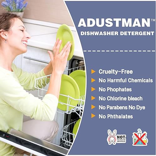 Miniatura 5 de Detergente ecológico para lavavajillas, 60 unidades sin aroma, 1 paquete, cápsulas de lavavajillas más convenientes, tabletas líquidas, limpieza