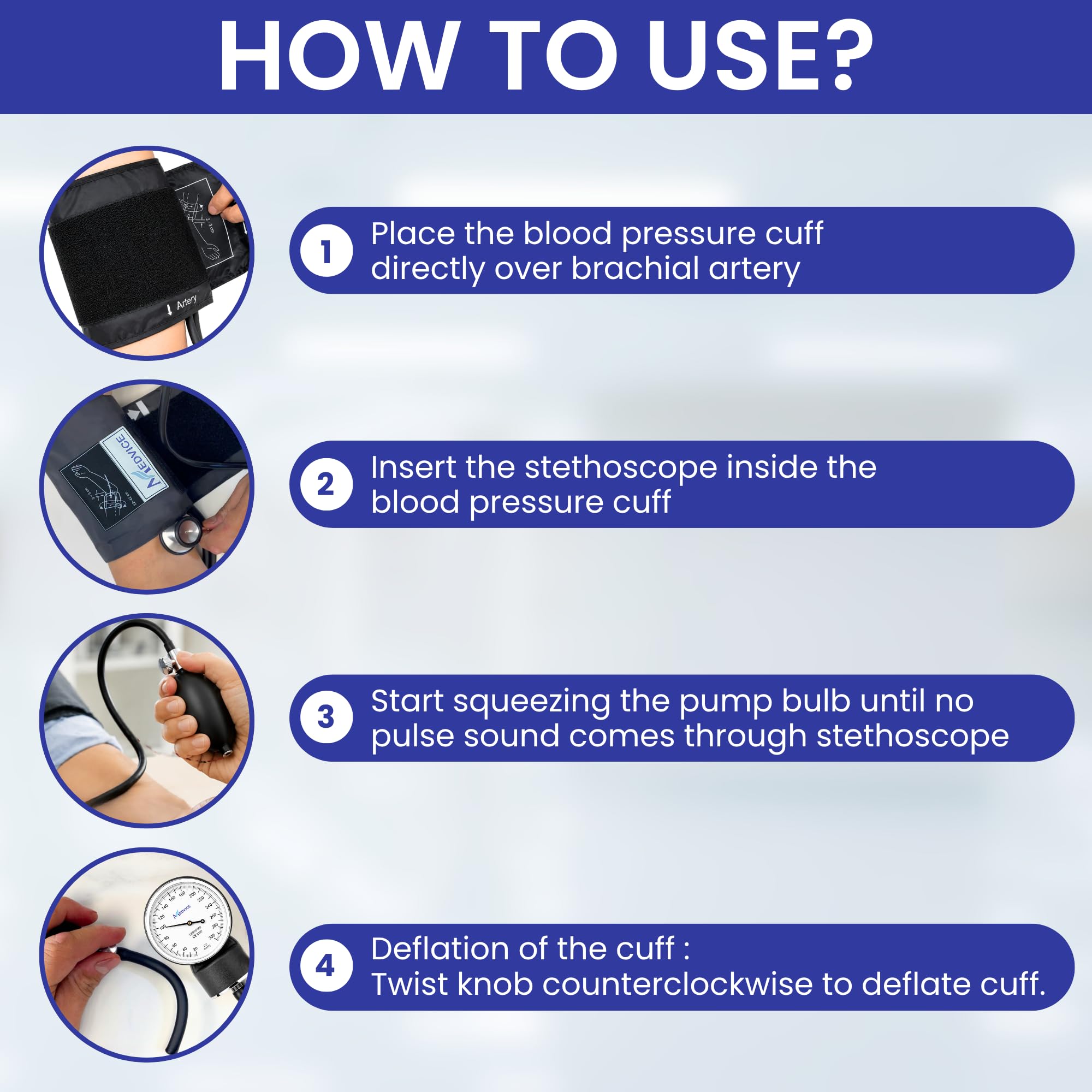 Medvice Blood Pressure Cuff - Manual Sphygmomanometer -3 Medvice Blood Pressure Cuff - Manual Sphygmomanometer -3