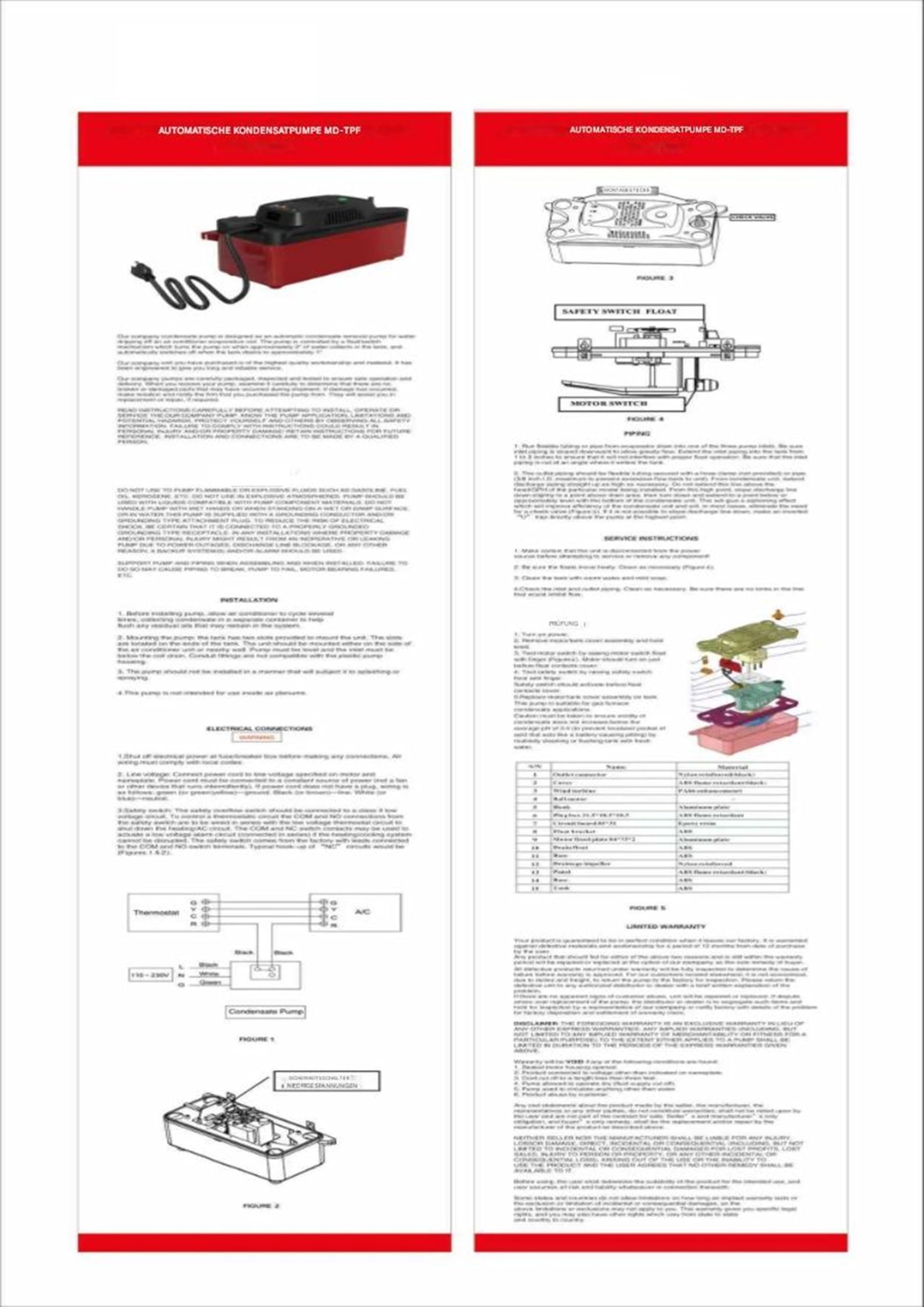 SHK-KONTOR |Kondensat | Entwässerung | Hebeanlage| Automatisch, 28x13x18,5 cm, 2,4 kg, 1,5L Behälter, für Brennwertheizungen und Klimaanlagen