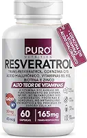 Resveratrol Trans 165 mg Puro Nutrition + Coenzima Q10, Ácido Hialurônico