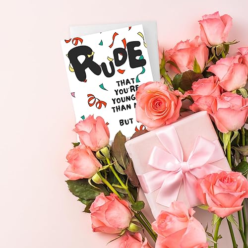 Miniatura 4 de ALY LOU Tarjeta de cumpleaños divertida  Tarjeta de felicitación sarcástica linda, en blanco por dentro, perfecta para novio, novia, amigos, él,