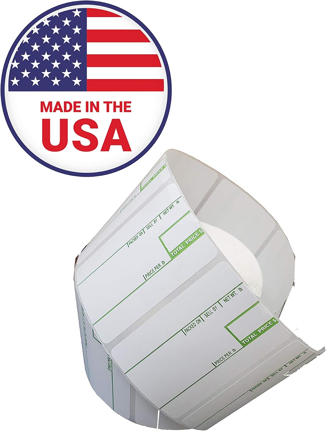 Aquos C.A.S LST-8010 Printing Scale Label, Printed in USA, 58 x 40 mm, UPC 12 Rolls Green Color