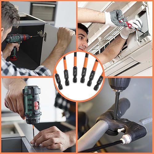 Miniatura 7 de JONMON Juego de brocas de destornillador Allen hexagonales magnéticas, brocas de impacto de acero S2 de cambio rápido H2-H6, vástago de 1/4 de