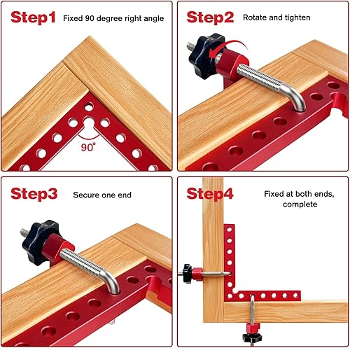 Miniatura 7 de Abrazaderas de esquina para carpintería - Abrazadera de 90 grados, paquete de 4 unidades de aleación de aluminio de 5.5 x 5.5 pulgadas, ángulo recto