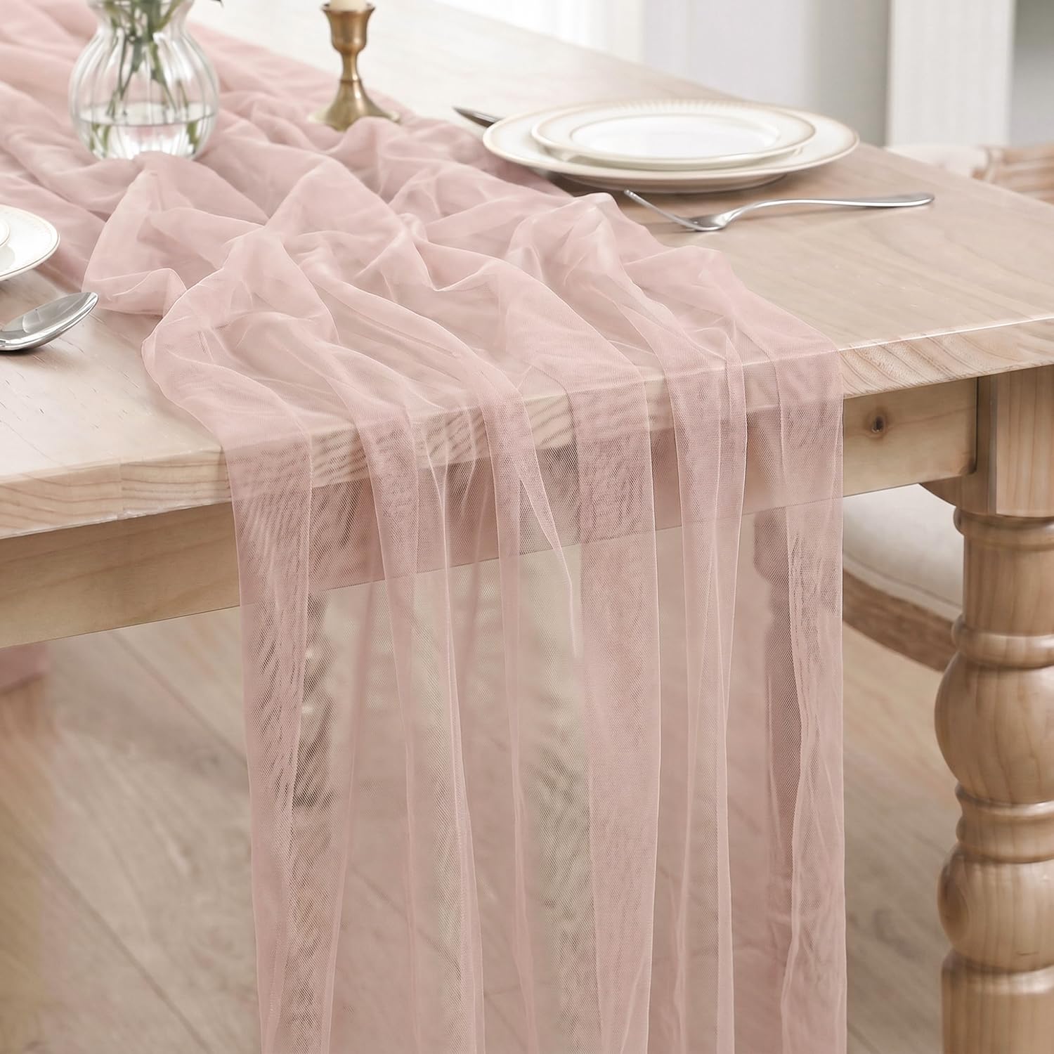 Artoid Mode Dusty Rose Boho Cheesecloth Gauze Table Runner 70 x 300 cm — image 1