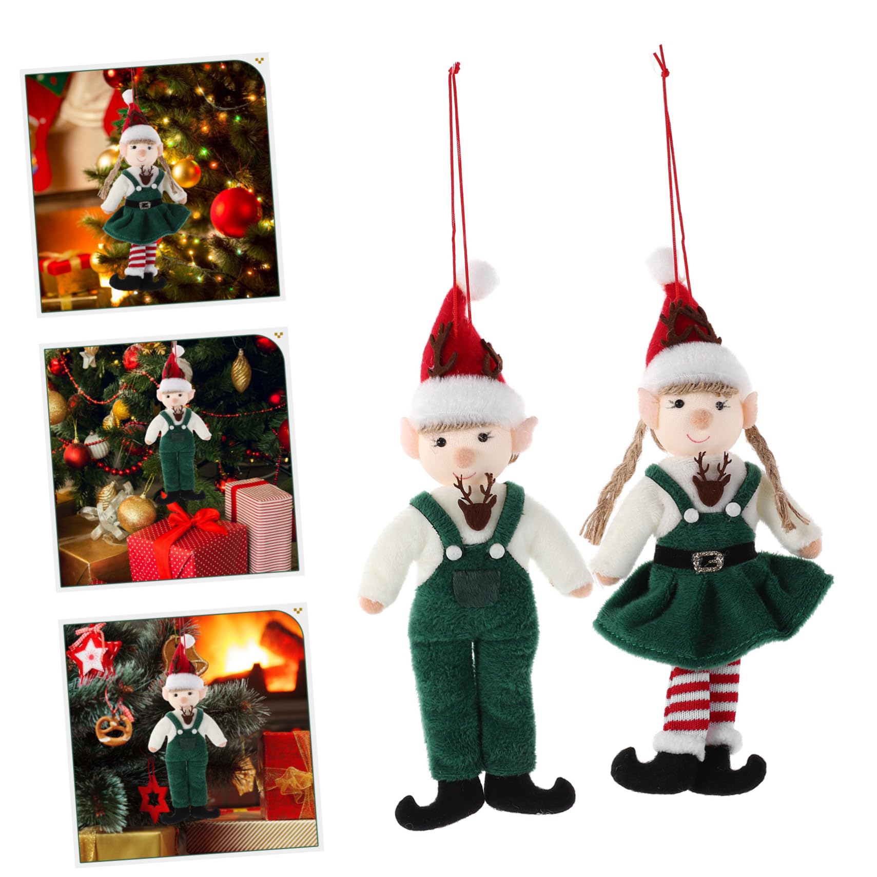 ABOOFAN 6 Piezas Decoración De De Ángel Adorno De Árbol De De Navidad Adornos Colgantes para Arbol De Navidad Estatuilla De De Peluche Estatua De Duende Navideño Paño Verde
