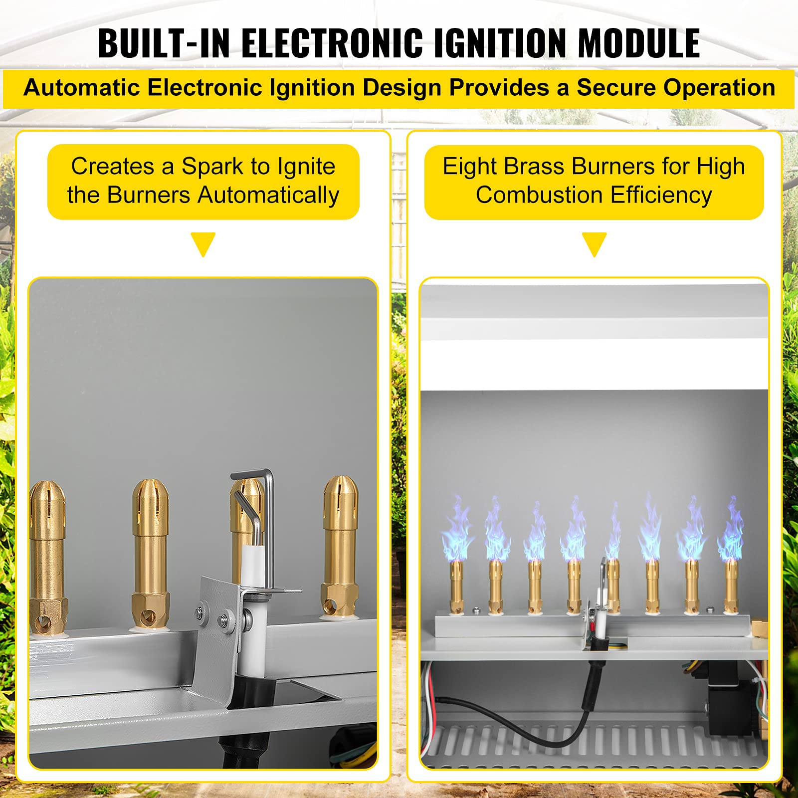 8 Quemador de CO2 de latón generador de CO2 para Planta, Encendido electrónico Integrado, 22352 BTU/HR propano líquido LP/generador de dióxido de Carbono de Gas Natural, para Inver NG