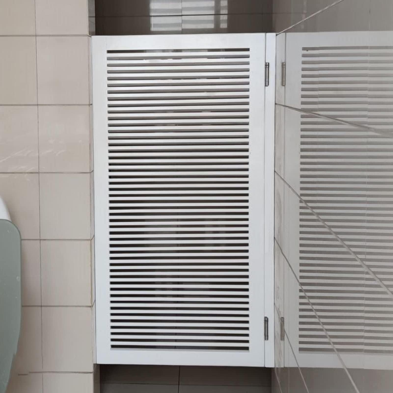 Louvered Swing Doors Bathroom Kitchen Swinging Cafe Doors Half Waist Door Louvre Doors Internal White Swinging Door (W70cmxH90cm)