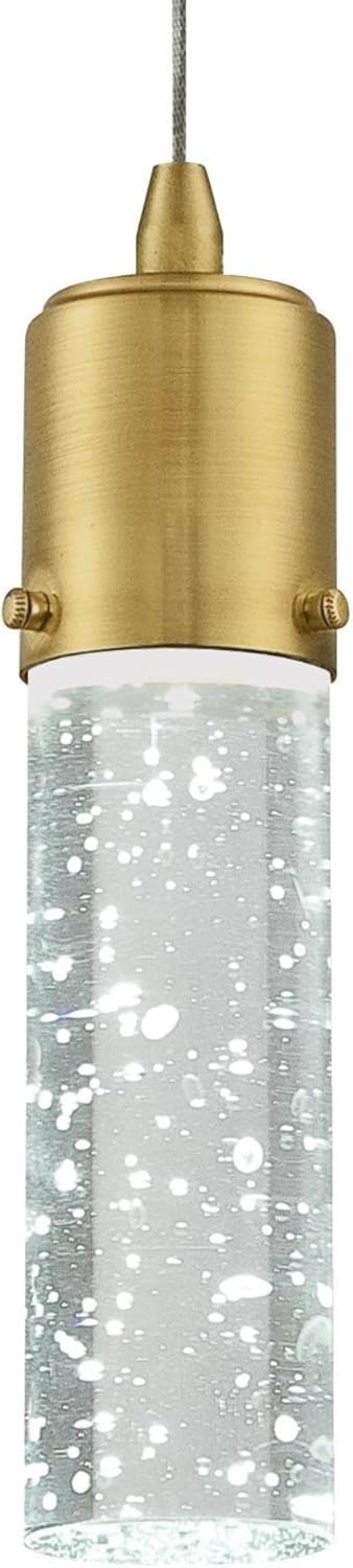 Best Deal Westinghouse Lighting 6355300 Cava One-Light Dimmable LED Indoor Mini Pendant, Champagne Brass Finish with Bubble Glass