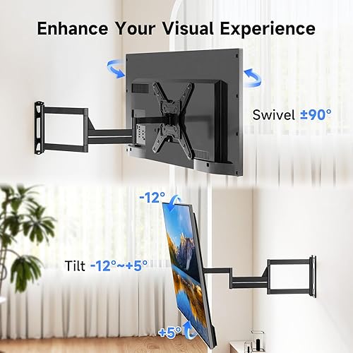 Miniatura 2 de Suptek Soporte de pared para TV de movimiento completo de 40 pulgadas de largo para televisores de 32 a 65 pulgadas, soporte de esquina articulado,