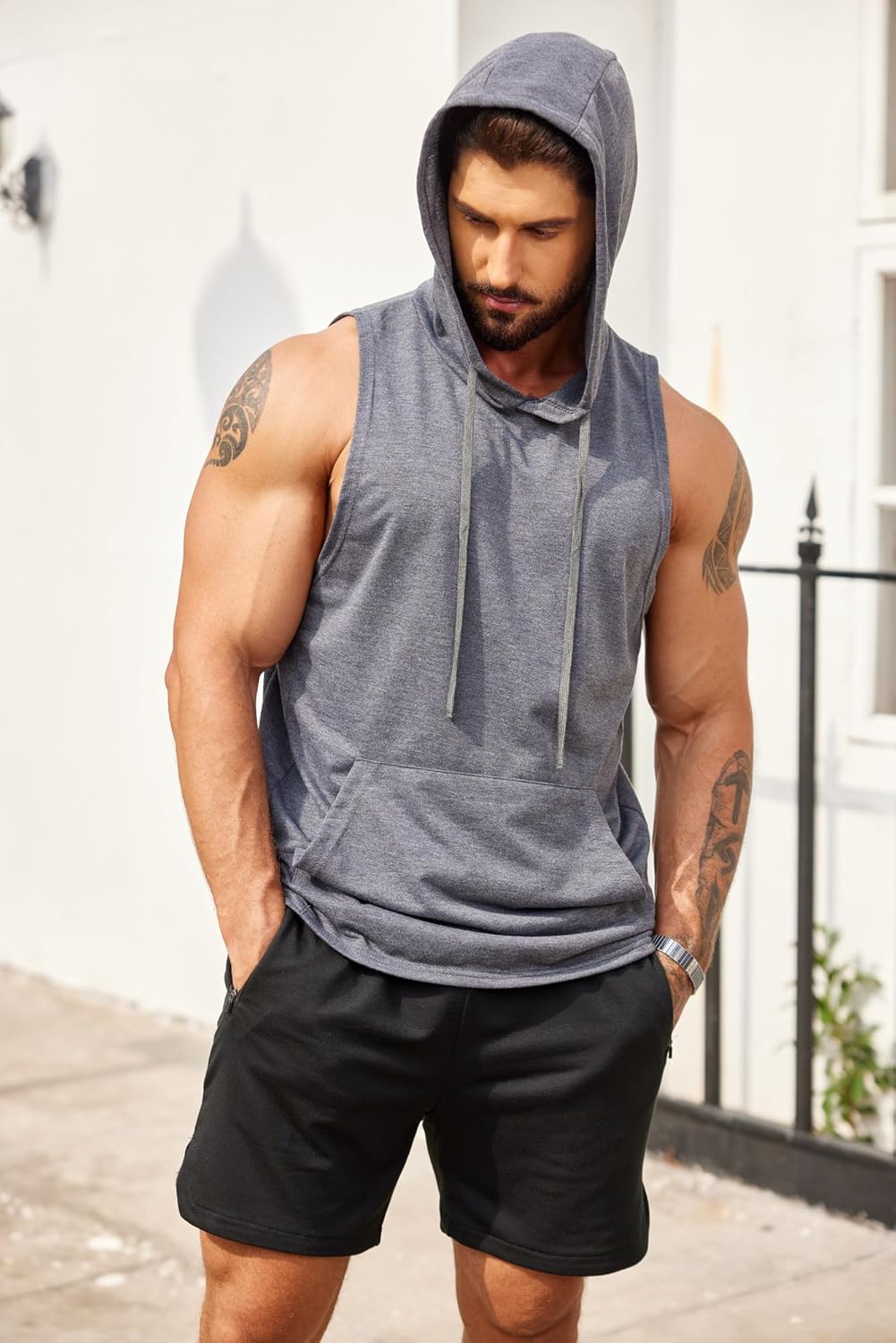 COOFANDY Men's Gym Workout Shorts Athletic Training Shorts Fitted Weightlifting Bodybuilding Shorts with Zipper Pockets - Image 3