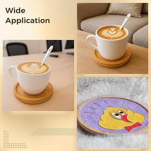Miniatura 5 de 10 posavasos redondos de madera, bandejas de madera natural para plantas de casa, protección de escritorio de oficina, tapetes a prueba de derrames