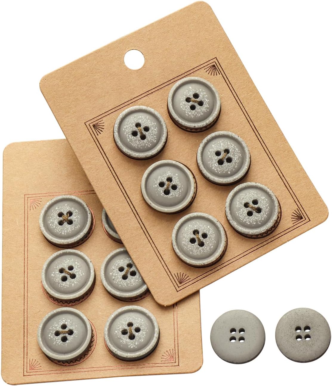LTWHOME INOTIONSTYLE Oeko-TEX® Standard 100 Recycled Buttons Set Eco-Friendly 15mm/24L 4-Hole Buttons for Sweater Gray 24 Pcs APDTK00002FK