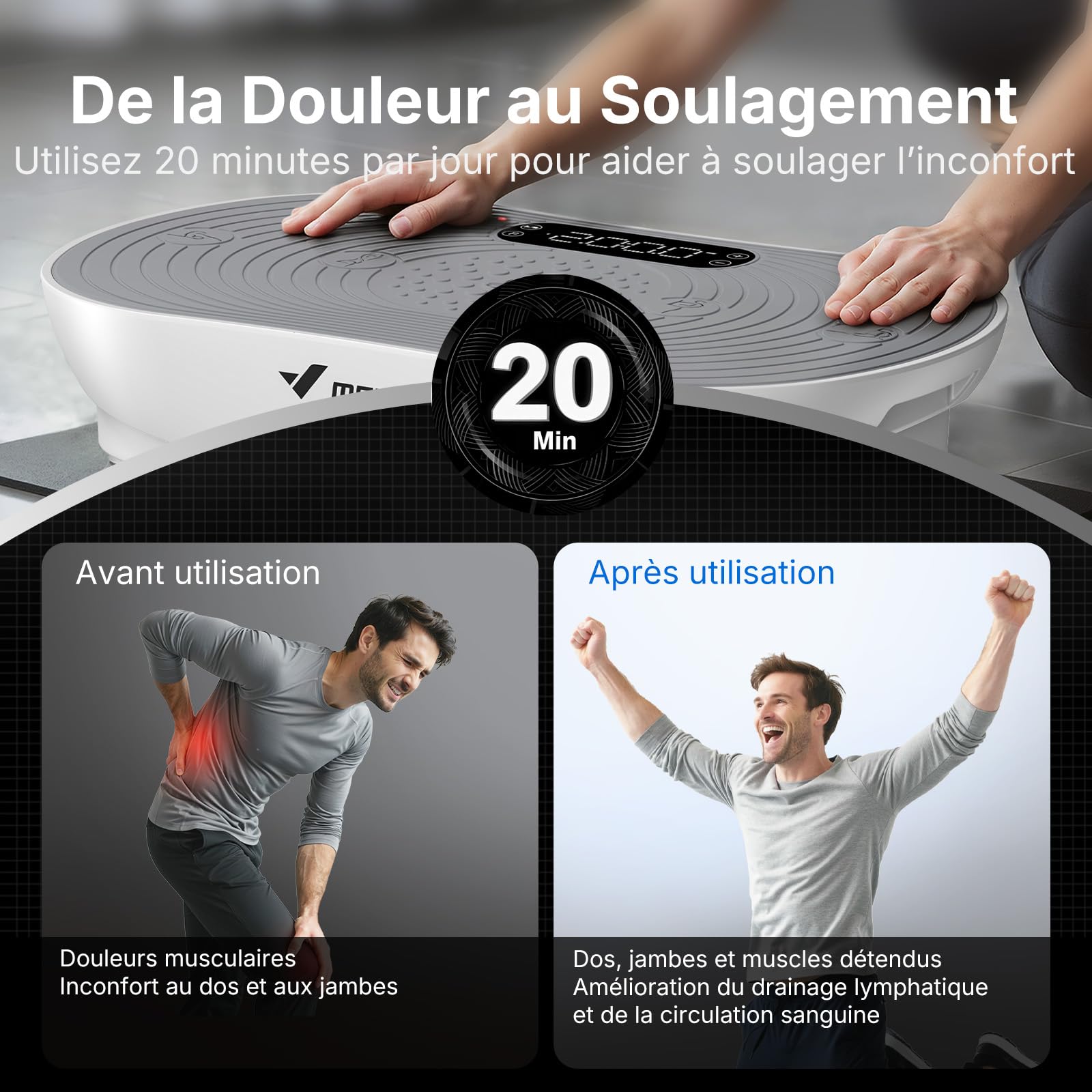 MERACH Plateforme Vibrante avec 99 Niveaux de Vitesse, Haut-Parleur Bluetooth Intégré, Écran Tactile LED