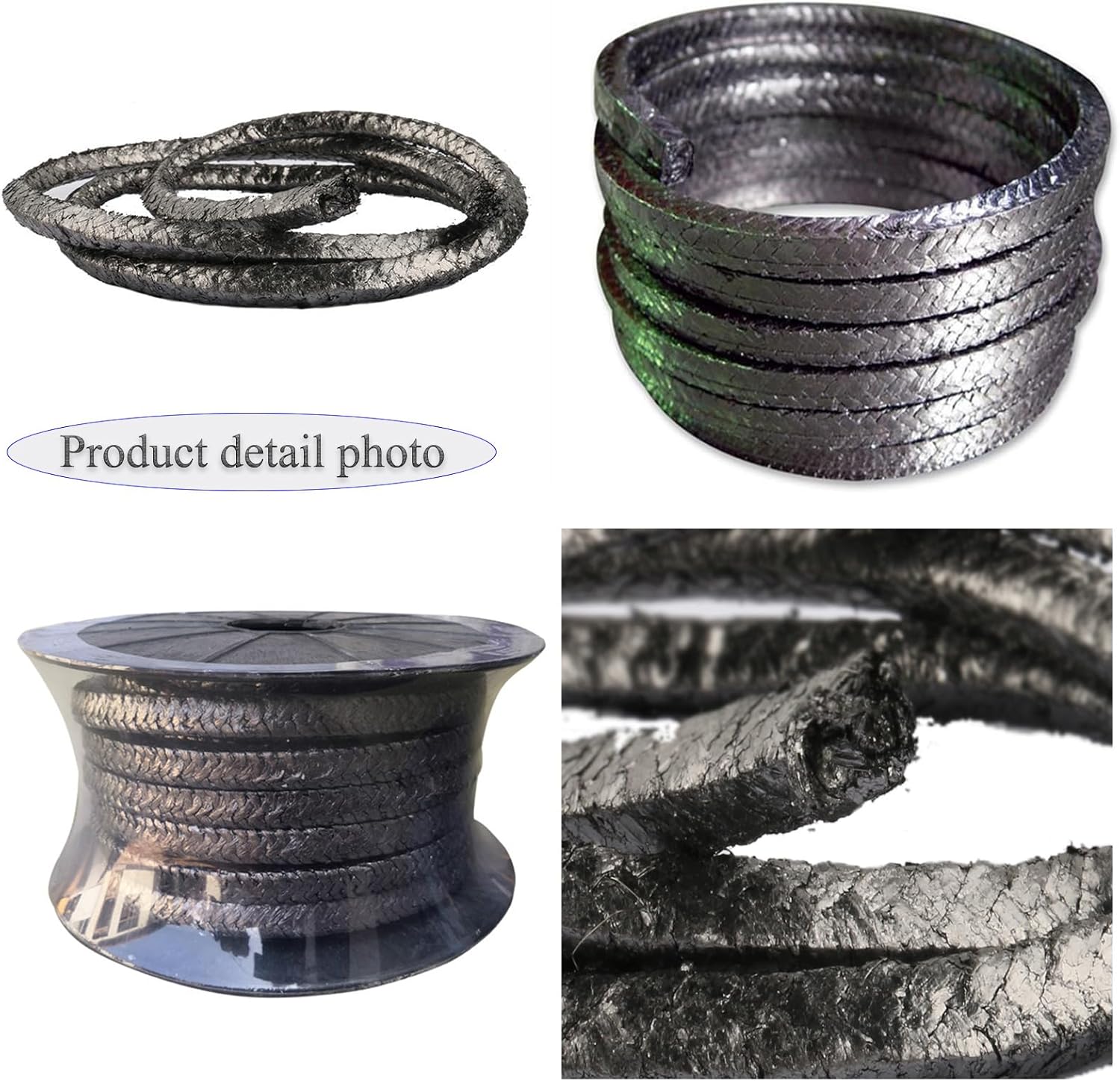 Graphite Braided Compression Packing Flexible Graphitized Expanded Packing for Pump Gland or Valve Stem or Mechanical Seal(Size:Diameter 0.47",Color:Length 101ft)