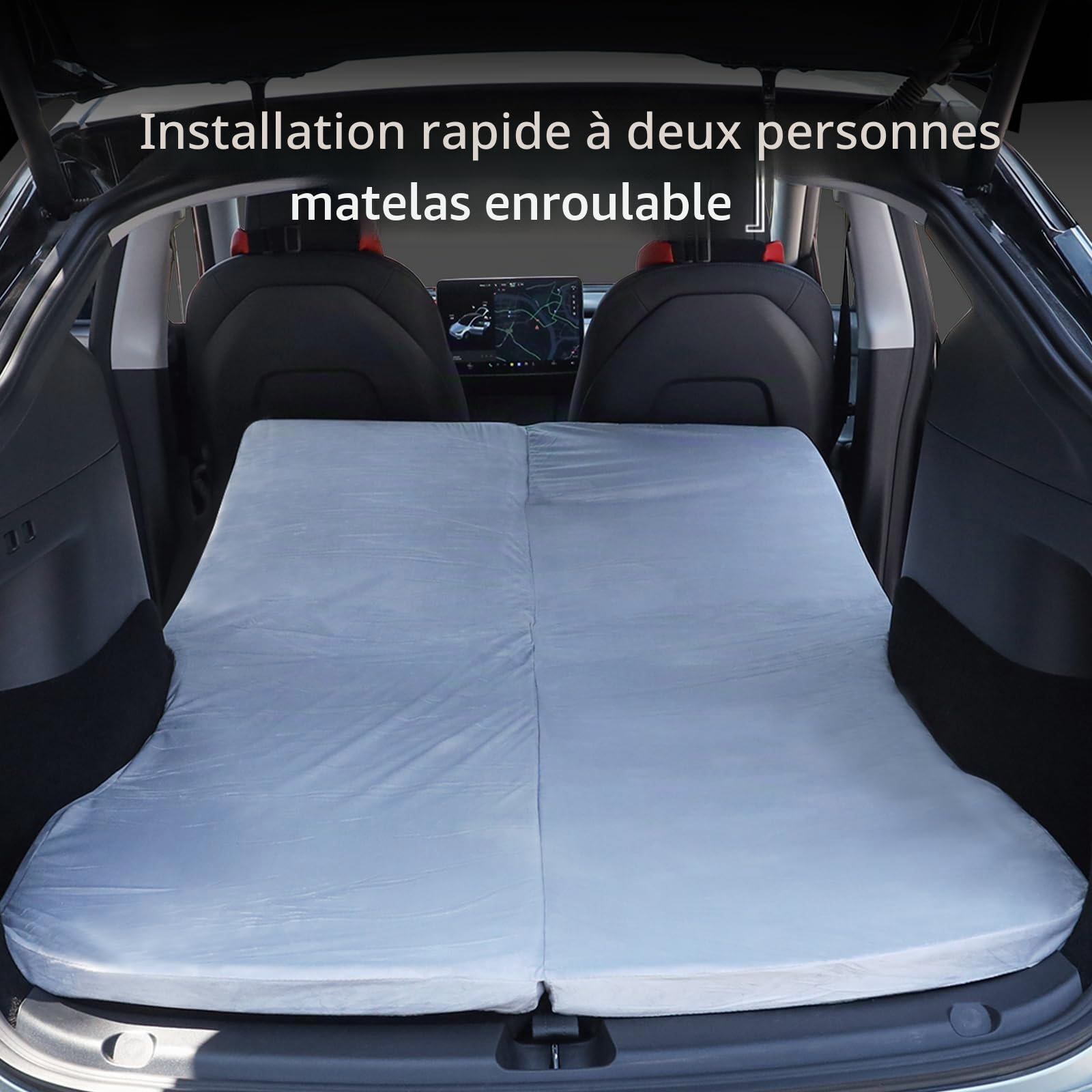 Matelas de camping portable pliable en mousse à mémoire de forme avec sac de rangement et drap pour Tesla modèle Y, lit de couchage de voiture de siège arrière (6 cm)