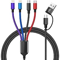 Vista 18 de Travel Essentials - Cable de carga múltiple [2 unidades de 5 pies], accesorios de automóvil, cables de carga 4 en 1, cable USB, cargador de teléfono