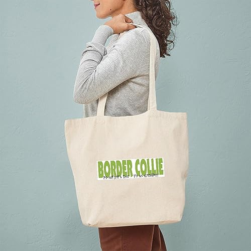 Vista 143 de CafePress Border Collie - Bolsa de lona natural, bolsa de compras reutilizable