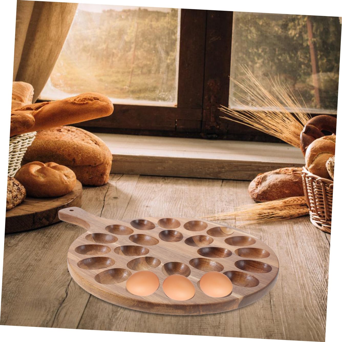 Gatuida Soporte De Huevos De Madera para Huevos Endiablados Rústica Organizador De Cocina para Decoraciones De Pascua