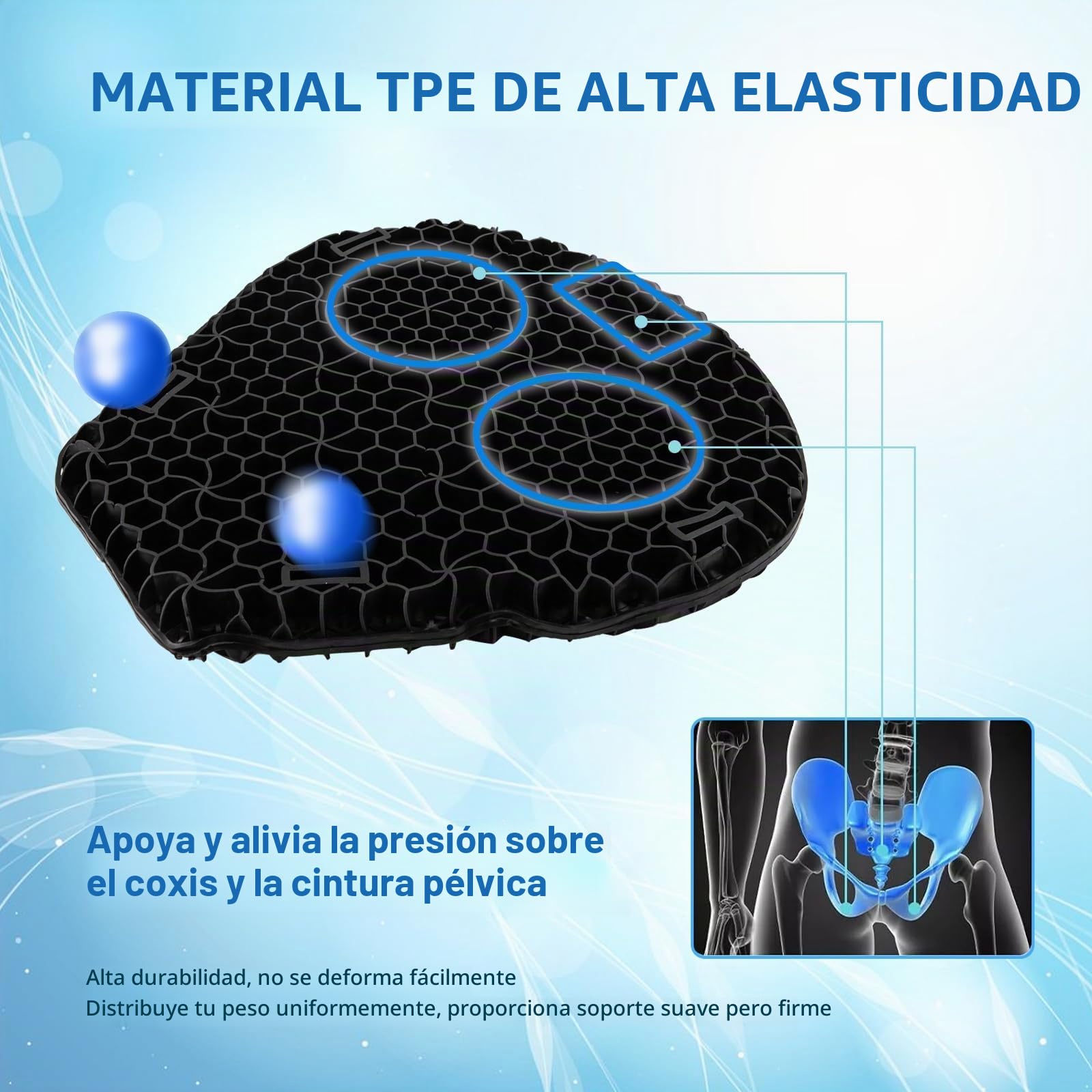 Cojín de gel universal para asiento de motocicleta, almohadilla de asiento con absorción de golpes de nido de abeja 3D, antideslizante y transpirable, con funda para asiento, para viajes de
