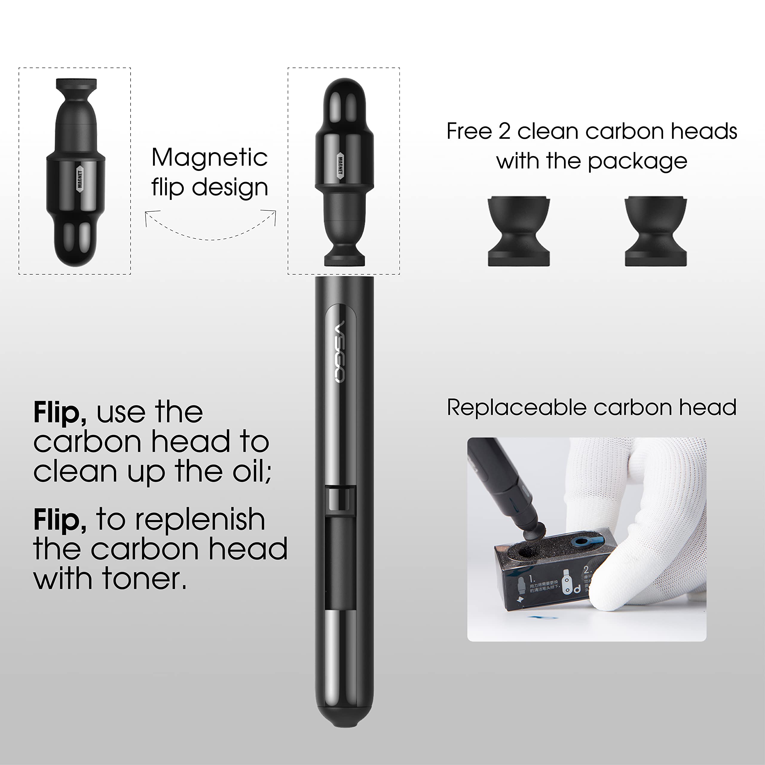 VSGO Power-Switch penna per la pulizia delle lenti V-P03E AR VR Occhiali Telefono Tablet Schermo Nudo Punta in Carbonio