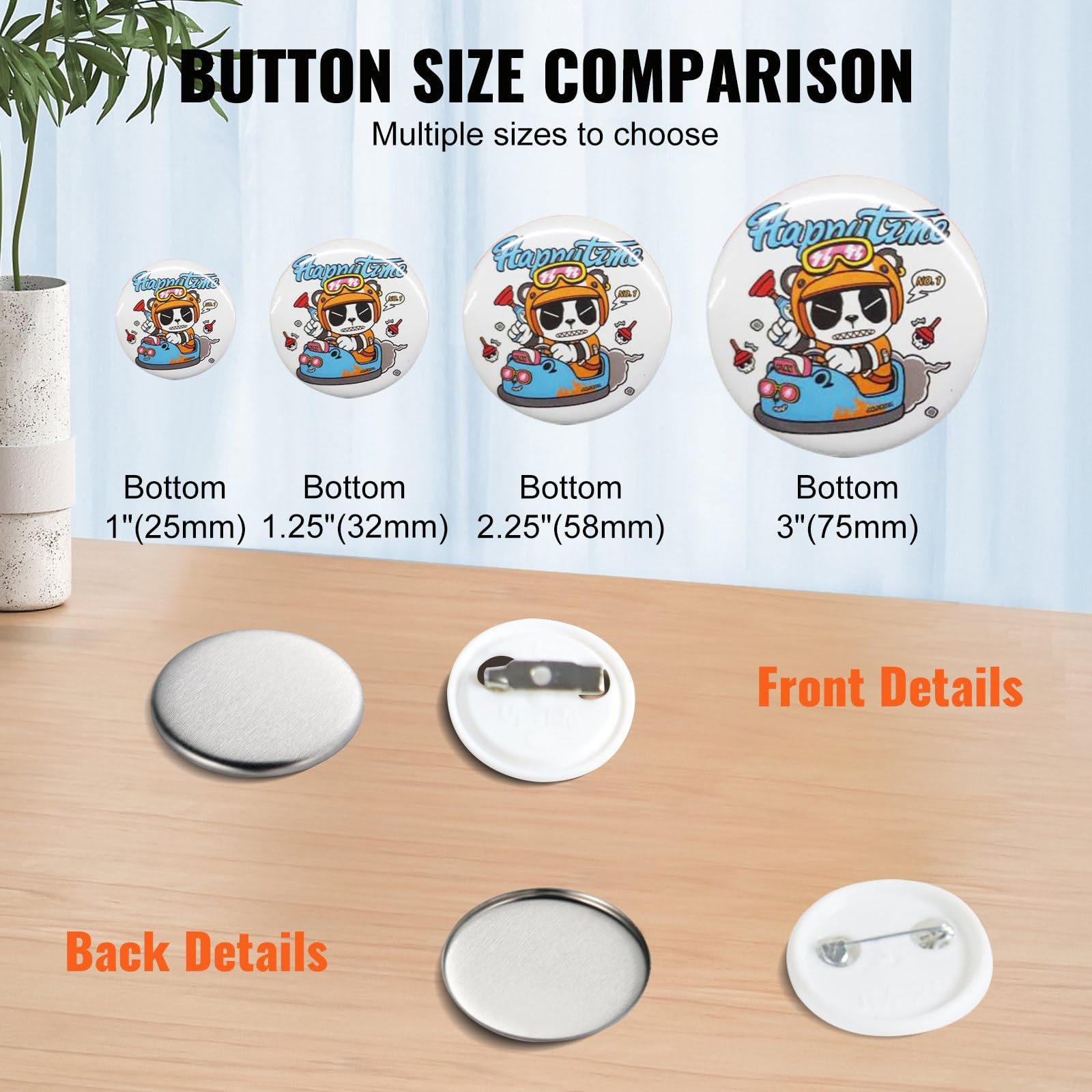 500er Set Abzeichen 25mm Zubehör für DIY Badge Punch Press Metall und Kunststoff 250 + 250 Stk