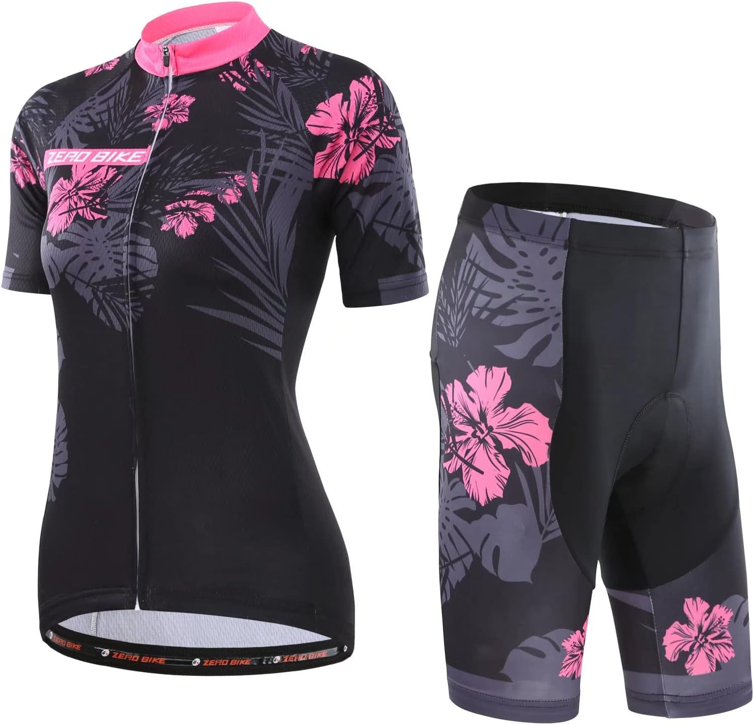 Women’s Cycling Breathable Quick-Drying Jersey Set, Short Sleeve Jersey + 3D Padded Cushion Tight Shorts Pants
