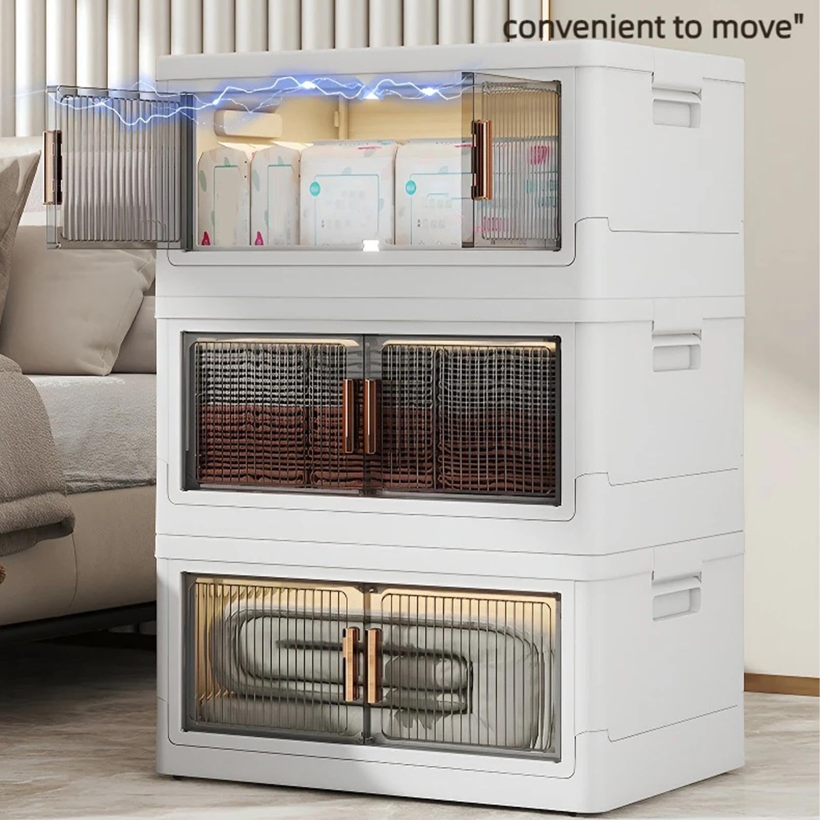 Caja de almacenamiento apilable con tapa, organizadores multiusos para manualidades y almacenamiento | Contenedores de almacenamiento visualizados con tapa con puertas, caja de almacenamiento para | manualidades y almacenamiento | Contenedores de almacena