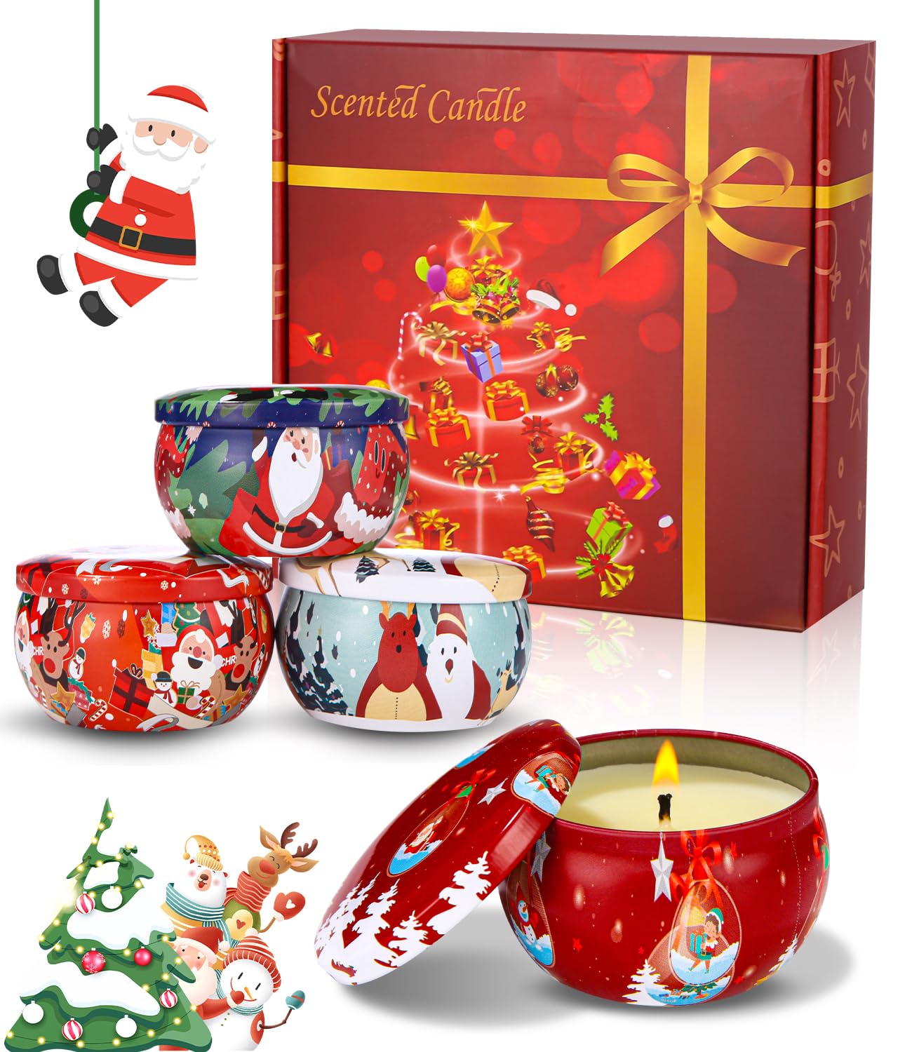 4 Stück Duftkerzen, Duftkerzen Geschenkset, 2,5 OZ Sojawachs Aromatherapie Kerzen,Damen Aroma Kerze Geschenk-Set für Geburtstag Geschenk, Valentinstag
