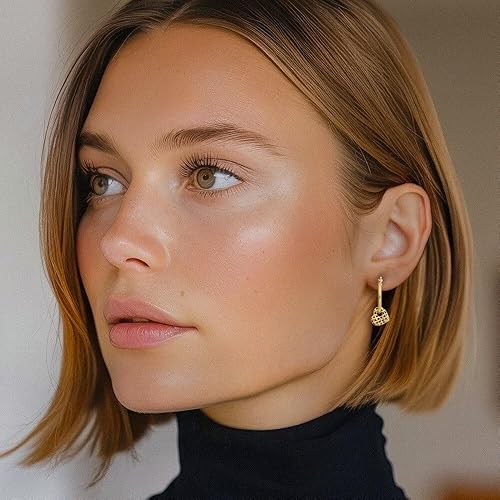 Miniatura 2 de Aretes de aro de oro amarillo de 14 quilates con forma de corazón, joyería fina para mujer, regalos para ella, Cristal Oro amarillo