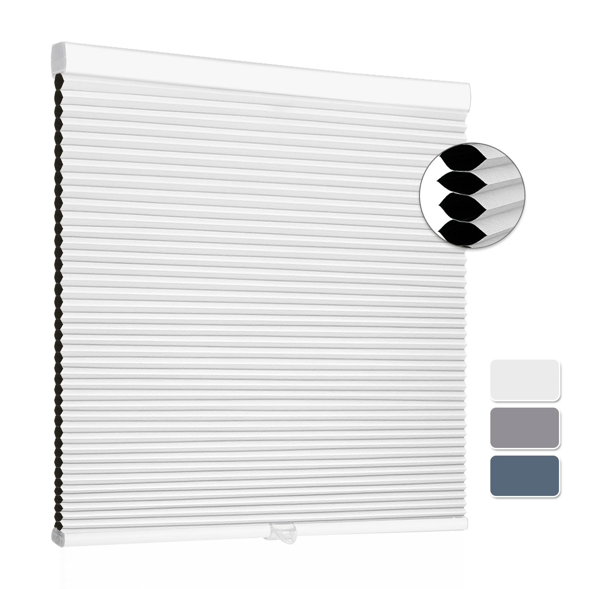 sunfree sunfree cellular shades blackout blinds cordless honeycomb window shades for bedroom, blinds for window and door, home and office, white, 31" w x 72" h