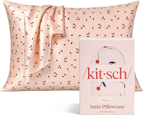 Kitsch Satin Pillowcase, Softer Than Silk Pillow Cases Queen, Cooling Pillow Covers, Satin Pillowcase w/Zipper for Hair, Skin & Quality Sleep, Wrinkle-Free & Smooth, Queen Size 19"x26&amp...
