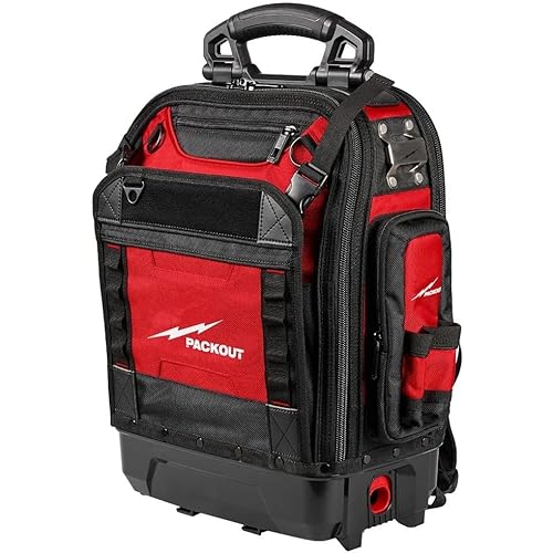48-22-8303 Tool Backpack for Milwaukee PACKOUT Structured Backpack Length 9.5 in Height 20 in Width 18 in - Black Red