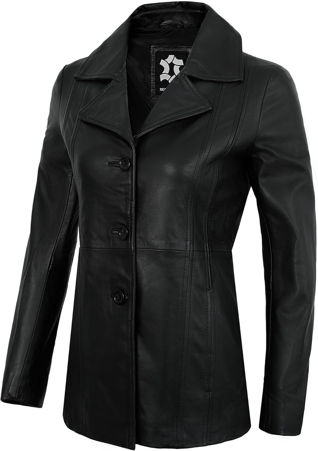 Leather Blazer Women - Casual Button Down Coat Style Real Lambskin Womens Leather Jacket - Image 2