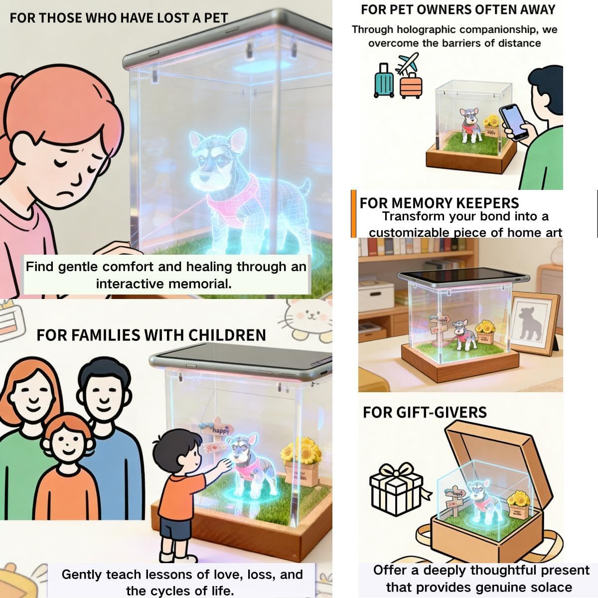 Pet Hologram 3D Memorial Box - 99% True-to-Life Pet Image with Touch-Feeding-Petting Interactions, Your Personalized Digital Companion for Eternal Memories. - Image 6