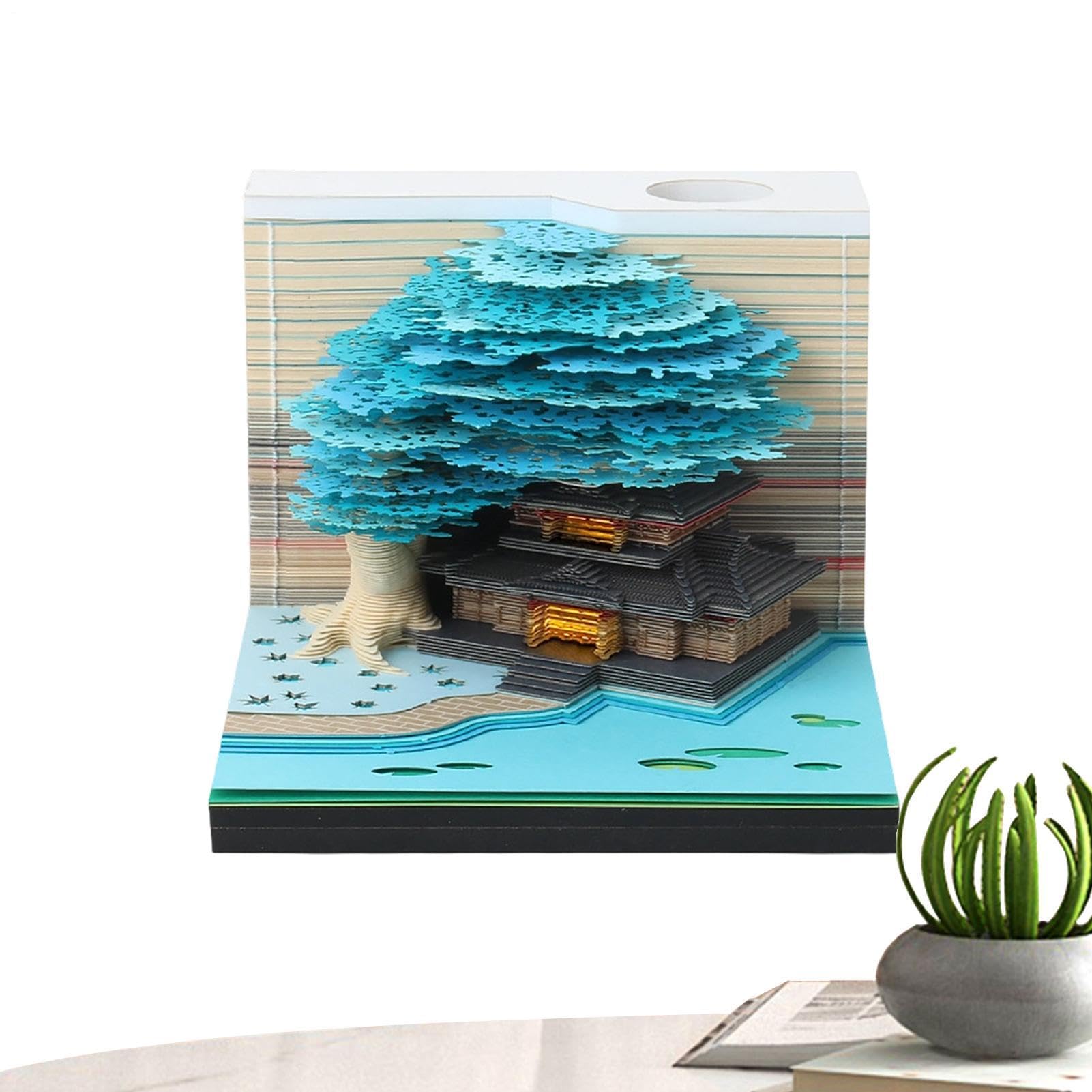 3D-Notizblock 2027 3D Schreibtisch Zeitmesser Schnitzerei Notiz-Block | Büro Schreibtisch Papier-Kalender für Studentenwohnheim, Schlafzimmer, Wohnzimmer, Homeoffice, Schule, Apartment sowie Büche