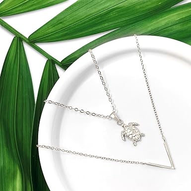 Mary & Jules Kette Schildkröte Turtle 925 Sterling Silber, Silberkette Damen mit Schildkröten Anhänger, Kette Damen Silber aus aus recyceltem Silber, für Frauen und Mädchen