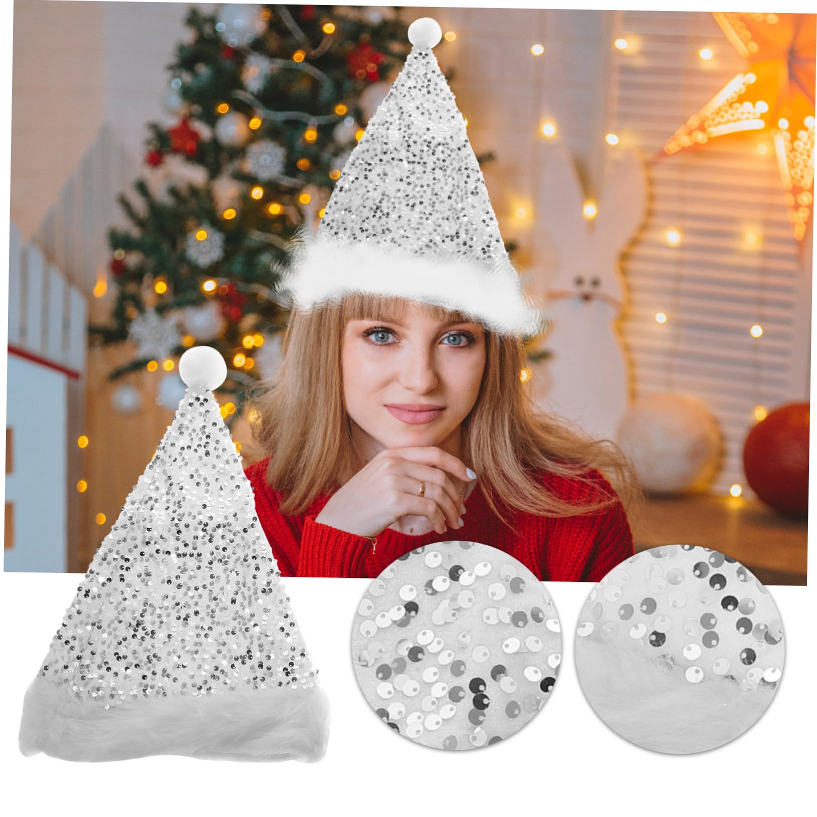 MAGICLULU 6 Piezas De Sombrero De Papá Noel Con Lentejuelas Gorros Decorativos De Lentejuelas Sombrero De Fiesta De Navidad De Felpa Decoración Navideña Gorros De Navidad Gorro De