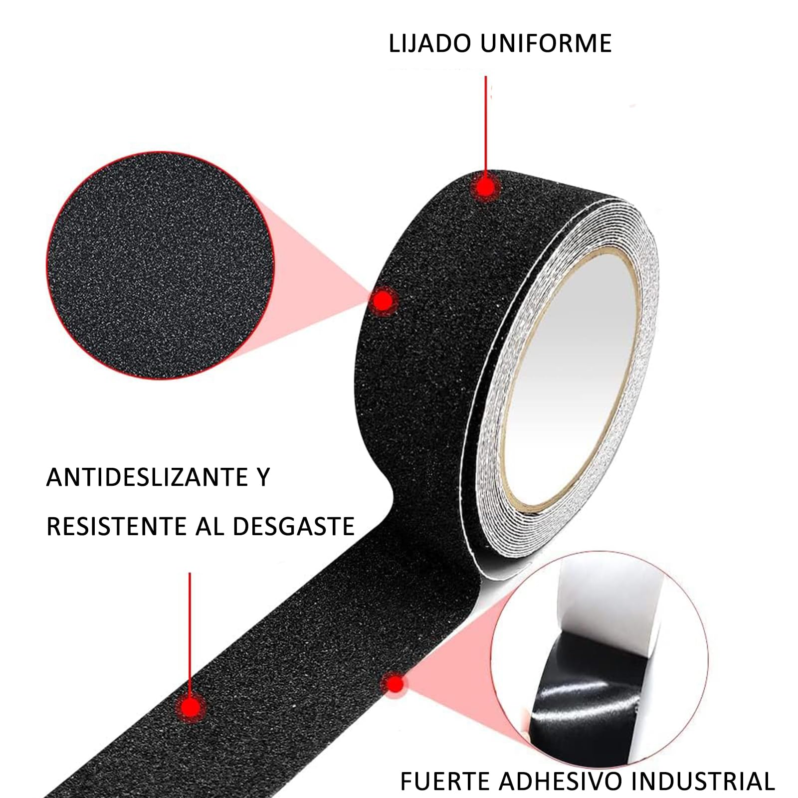 2 Rollos negro 5 cm x 10m Cinta adhesiva Antideslizante, Cinta Adhesiva Antideslizante Negro, fuerte Seguridad Adhesiva para Uso en interiores y Exteriores, Mejor Agarre, Fricción, Seguridad