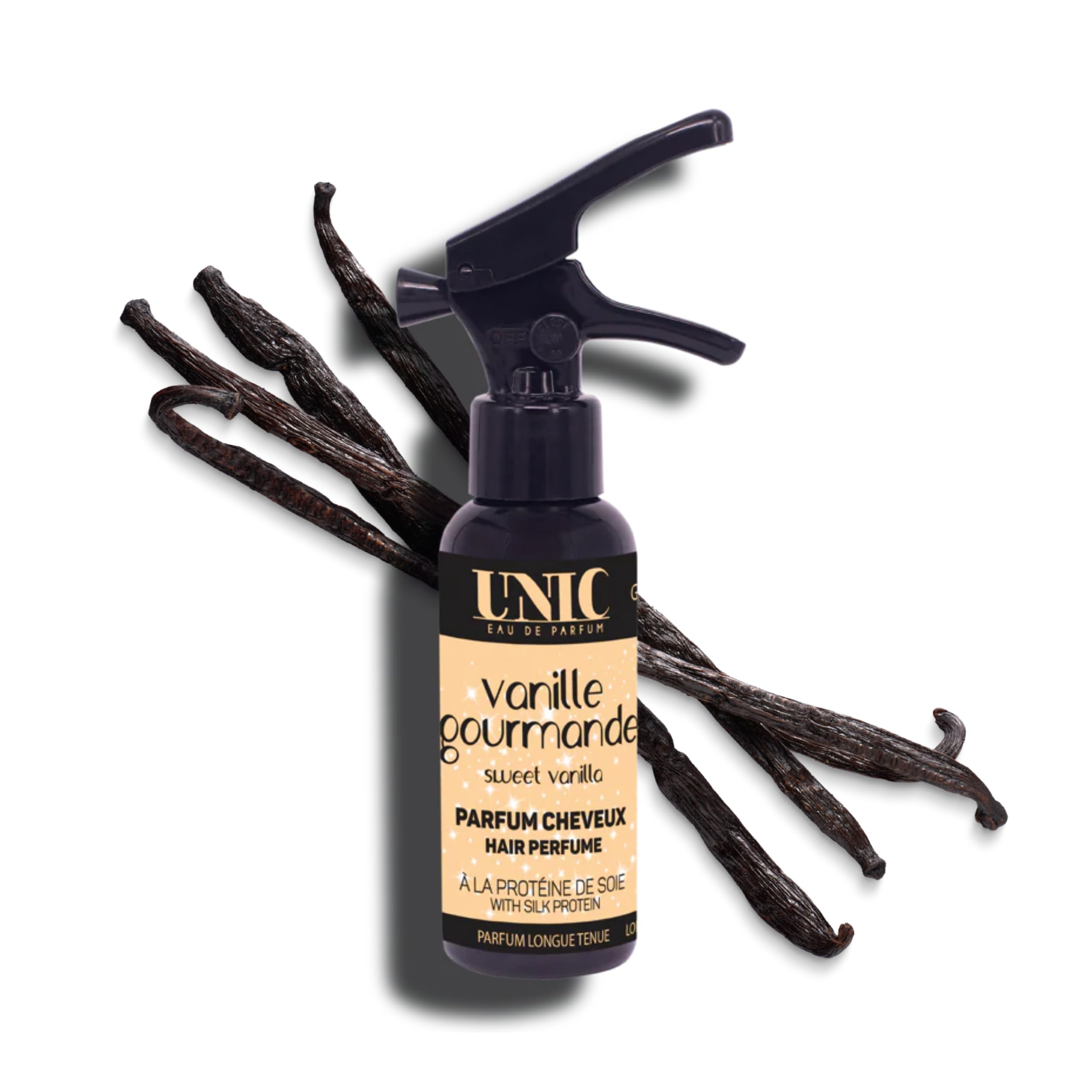 UNIC - Parfum pour Cheveux Vanille Gourmande – 50 ml – Sillage Chaud et Gourmand aux Accords Vanillés, Ambrés et Musqués – Fabrication Française