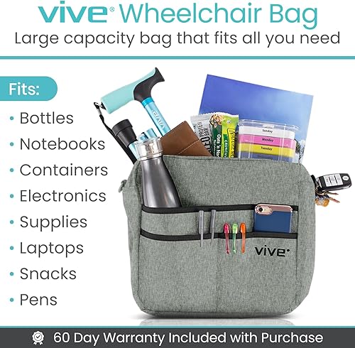 Vista 92 de Bolsa de transporte Vive para andador, universal, para accesorios de sillas de ruedas, andadores, andadores con ruedas y sillas de transporte, que